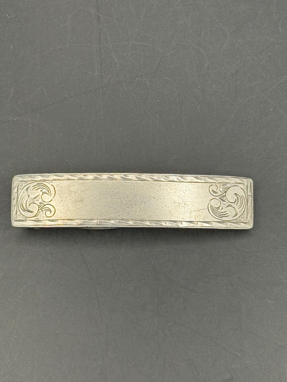 Vintage Floral Etched Sterling Silver Hair Bow